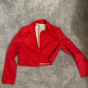 Red Cropped Blazer